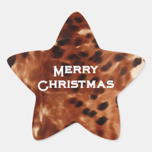 Western crème gevlekt bruin zwart Koeienhuid Ster Sticker