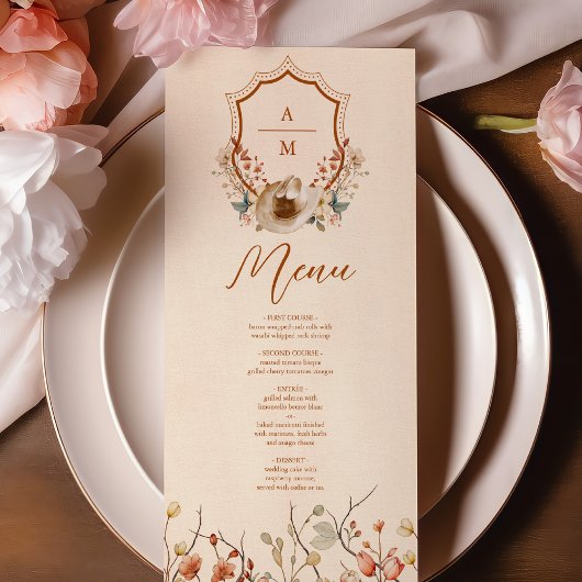 Western Crest Country Boheemse Bloemen Bruiloft Menu