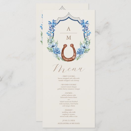 Western Crest Country Boheemse Bloemen Bruiloft Menu (Voorkant / Achterkant)