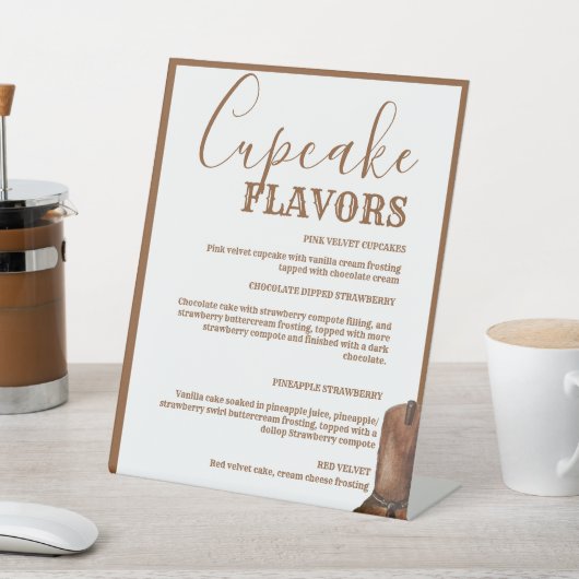 Western Cupcake bruiloft menu teken dessert teken Reclamebord Met Voetstuk (Insitu)