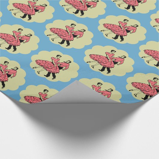 Western Dance Couple Square Dancing Red Outfit Cadeaupapier (Hoek)