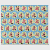 Western Dance Couple Square Dancing Red Outfit Cadeaupapier (Vlak)