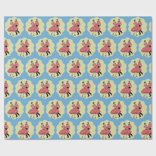 Western Dance Couple Square Dancing Red Outfit Cadeaupapier (Vlak)