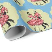 Western Dance Couple Square Dancing Red Outfit Cadeaupapier (Rol Hoek)