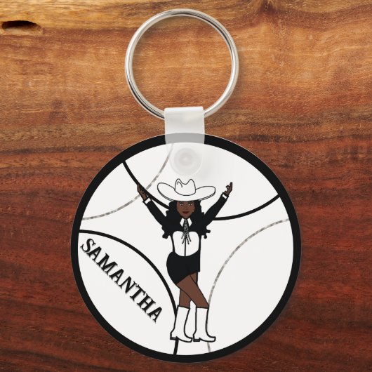 Western/Dancer Sleutelhanger Zwart Wit A (Voorkant)