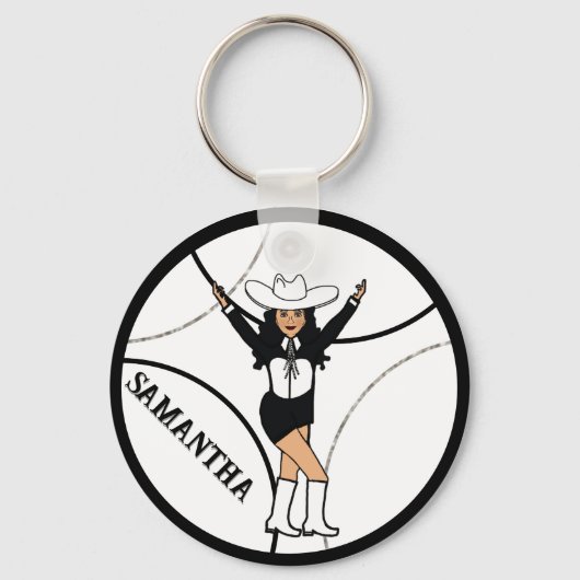 Western/Dancer Sleutelhanger Zwart Wit B (Voorkant)