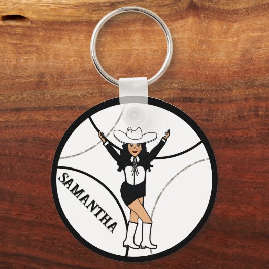 Western/Dancer Sleutelhanger Zwart Wit B (Voorkant)