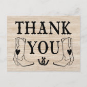 Western dank u hout cowboy boot land bruiloft briefkaart (Voorkant)