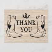 Western dank u hout cowboy boot land bruiloft briefkaart (Voorkant)