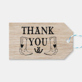 Western dank u hout cowboy boot land bruiloft cadeaulabel (Voorkant (Horizontaal))