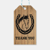 Western dank u paard hout bruiloft land cadeaulabel (Voorkant)