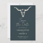 Western De datum opslaan | Rustic Boho Koe Skull Save The Date (Voorkant)