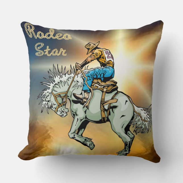 Western decor Pillow Cowboy Bronc Rider Kussen (Voorkant)