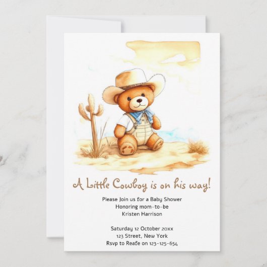  Western Delight Cowboy Baby shower Kaart (Voorkant)