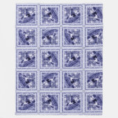Western Denim Blue Delft Tile Fleece Deken (Voorkant)