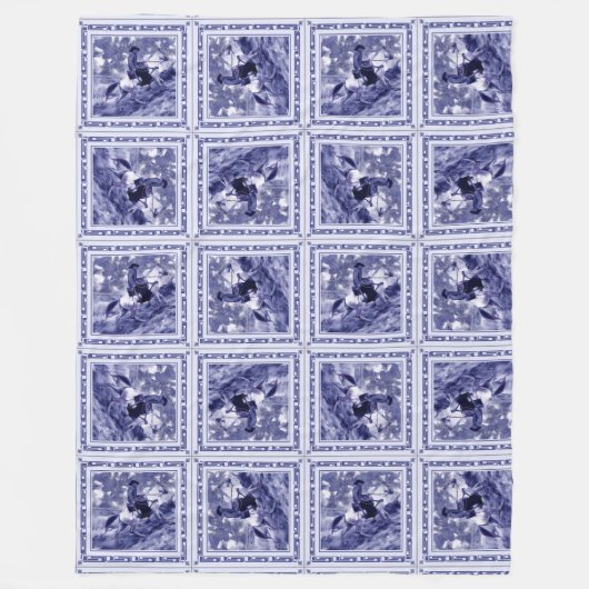 Western Denim Blue Delft Tile  Fleece Deken (Voorkant)