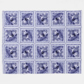 Western Denim Blue Delft Tile Fleece Deken (Voorkant (Horizontaal))
