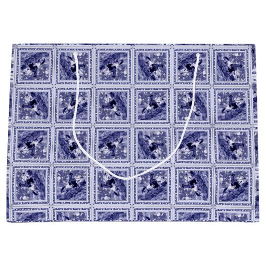 Western Denim Blue Delft Tile  Groot Cadeauzakje (Voorkant)
