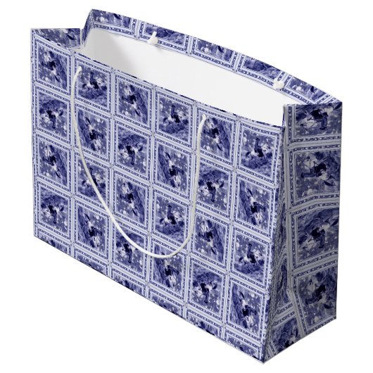 Western Denim Blue Delft Tile Groot Cadeauzakje (Achterkant Gekanteld)