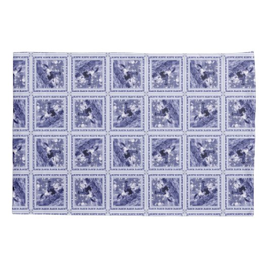 Western Denim Blue Delft Tile  Kussensloop (Achterkant)