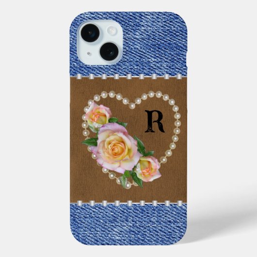 Western denim, leer, parels en Rozen Case-Mate iPhone Case (Achterkant)