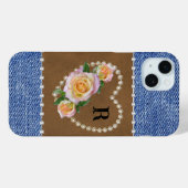Western denim, leer, parels en Rozen Case-Mate iPhone Case (Achterkant (horizontaal))
