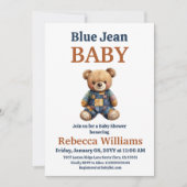 Western Denim Patchwork Bear Blue Jean Baby Shower Kaart (Voorkant)