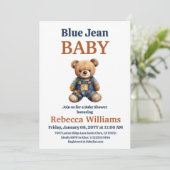 Western Denim Patchwork Bear Blue Jean Baby Shower Kaart (Staand voorkant)