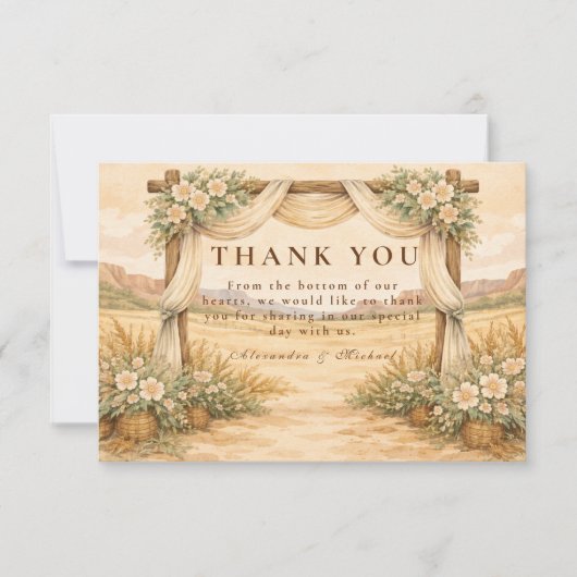 Western Desert Arch Wedding Bedankkaart (Voorkant)