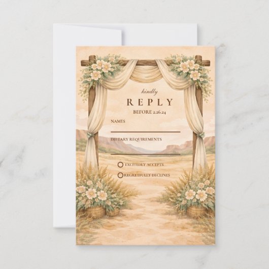 Western Desert Arch Wedding RSVP Kaartje (Voorkant)