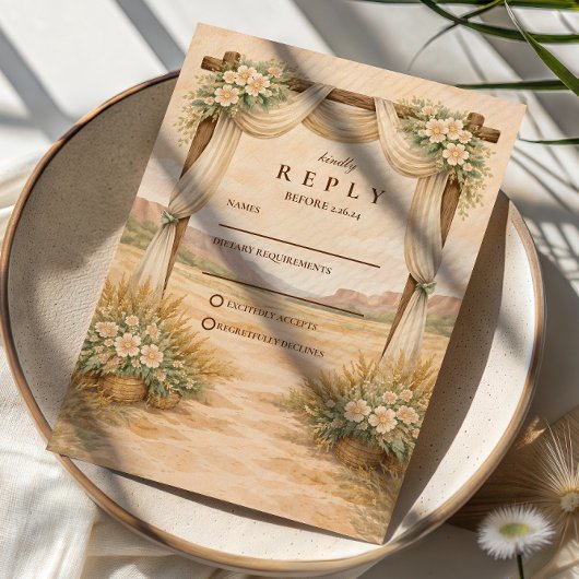 Western Desert Arch Wedding RSVP Kaartje