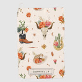 Western Desert Cactus Cowboy Pet Gepersonaliseerde Golfhanddoek (Voorkant)