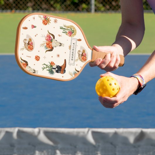 Western Desert Cactus Cowboy Pet Gepersonaliseerde Pickleball Paddle (Insitu)