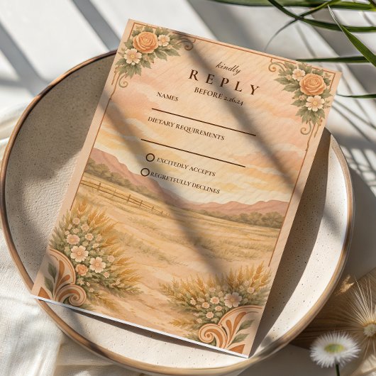 Western Desert Canyon Bruiloft RSVP Kaartje