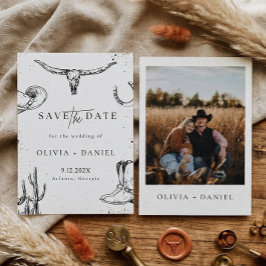 Western Desert Country cowboy foto bewaar de datum Save The Date