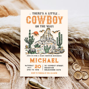 Western  Desert Cowboy Baby shower Kaart