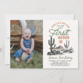 Western Desert First Rodeo 1st Birthday Foto Kaart (Voorkant)