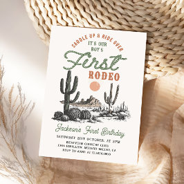 Western Desert First Rodeo 1st Birthday Invitation Kaart