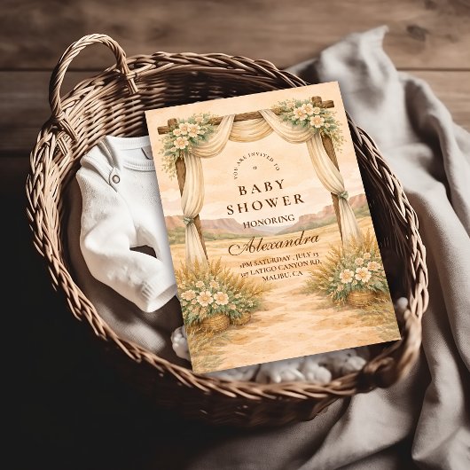 Western Desert Floral Arch Baby Shower Kaart