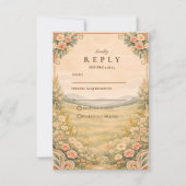 Western Desert Floral Arch Wedding RSVP Kaartje (Voorkant)