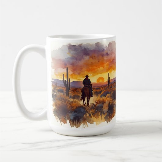Western Desert Landscape Cowboy Koffiemok (Links)