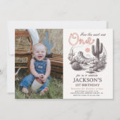 Western Desert Rodeo 1st Birthday Photo Invitation Kaart (Voorkant)