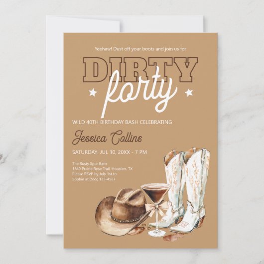 Western Dirty Forty Cowgirl 40ste verjaardagsfeest Kaart (Voorkant)