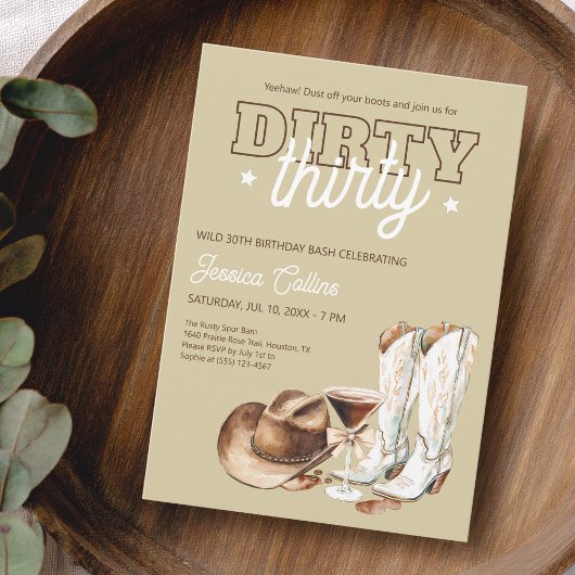 Western Dirty Thirty Cowgirl 30ste verjaardagsfees Kaart