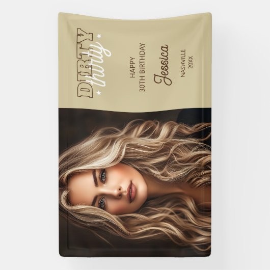 Western Dirty Thirty Photo 30ste verjaardagsfeestj Spandoek (Verticaal)