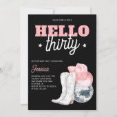 Western Disco Black Thirty 30th Birthday Party Kaart (Voorkant)