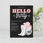 Western Disco Black Thirty 30th Birthday Party Kaart (Staand voorkant)