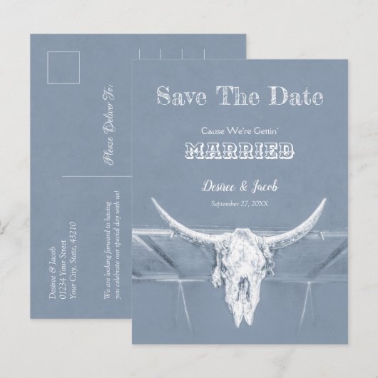 Western, dun blauw, roestvrij briefkaart (Voorkant / Achterkant)