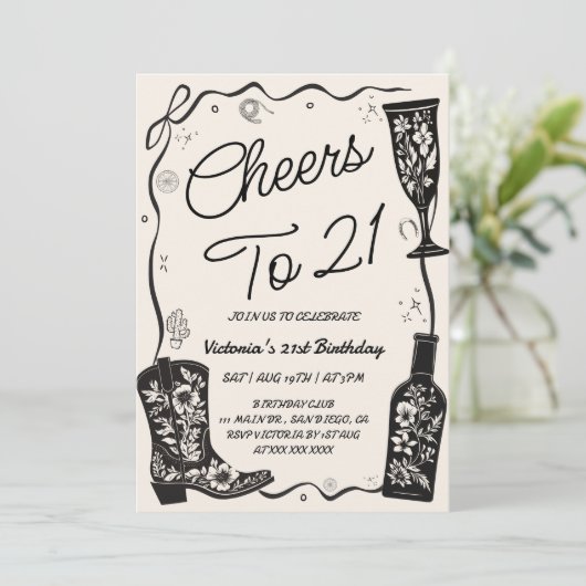 Western eenentwintigste verjaardag kaart (Staand voorkant)