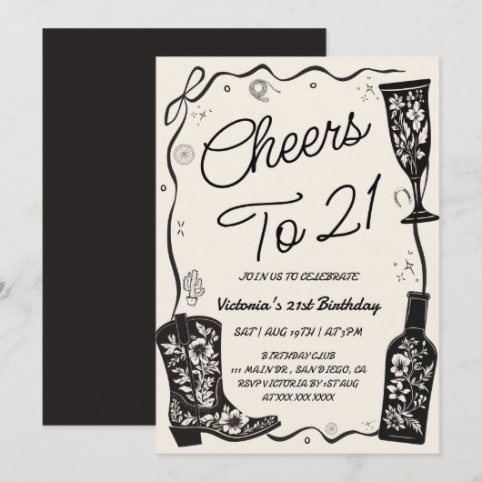 Western eenentwintigste verjaardag kaart (Voorkant / Achterkant)